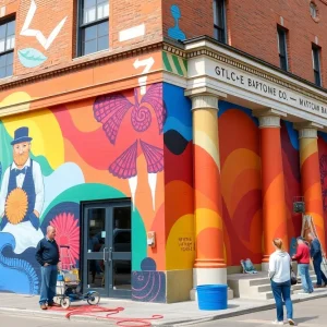 Vibrant restoration of the Stagecoach mural in Dodge City