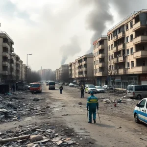 Destruction from drone attacks in Ukrainian city