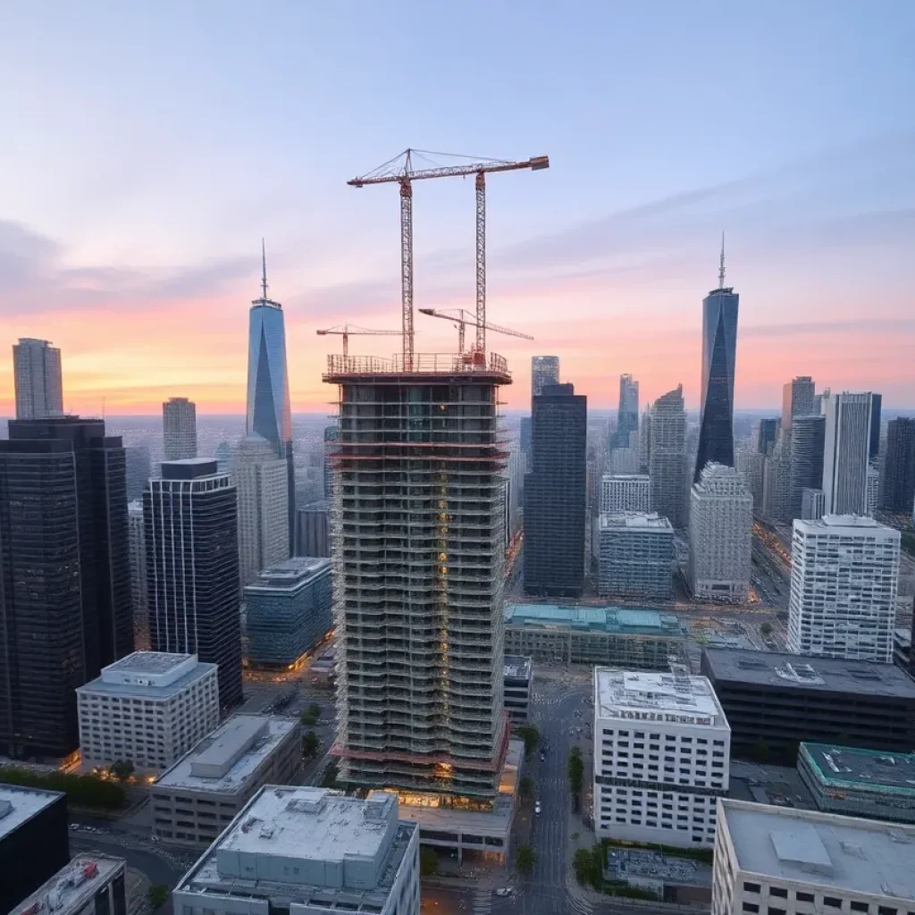 Construction of the Four Light tower in Kansas City