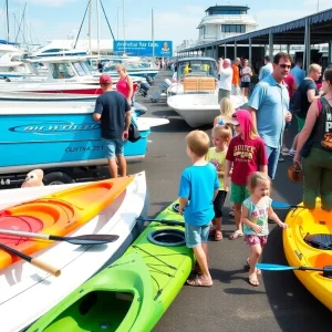 Families enjoying activities at the Kansas City Boat Show