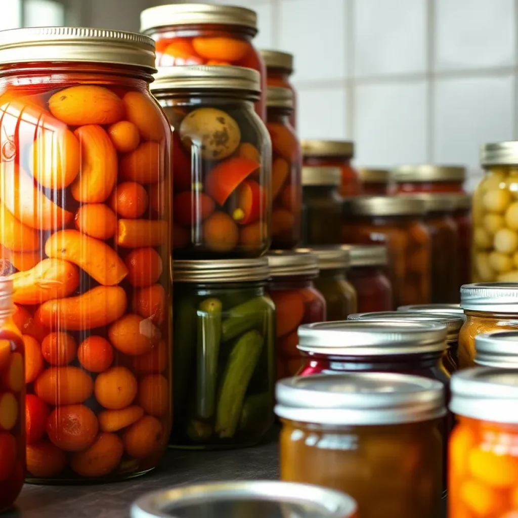 Display of canned goods and jars from Kansas City Canning Co.