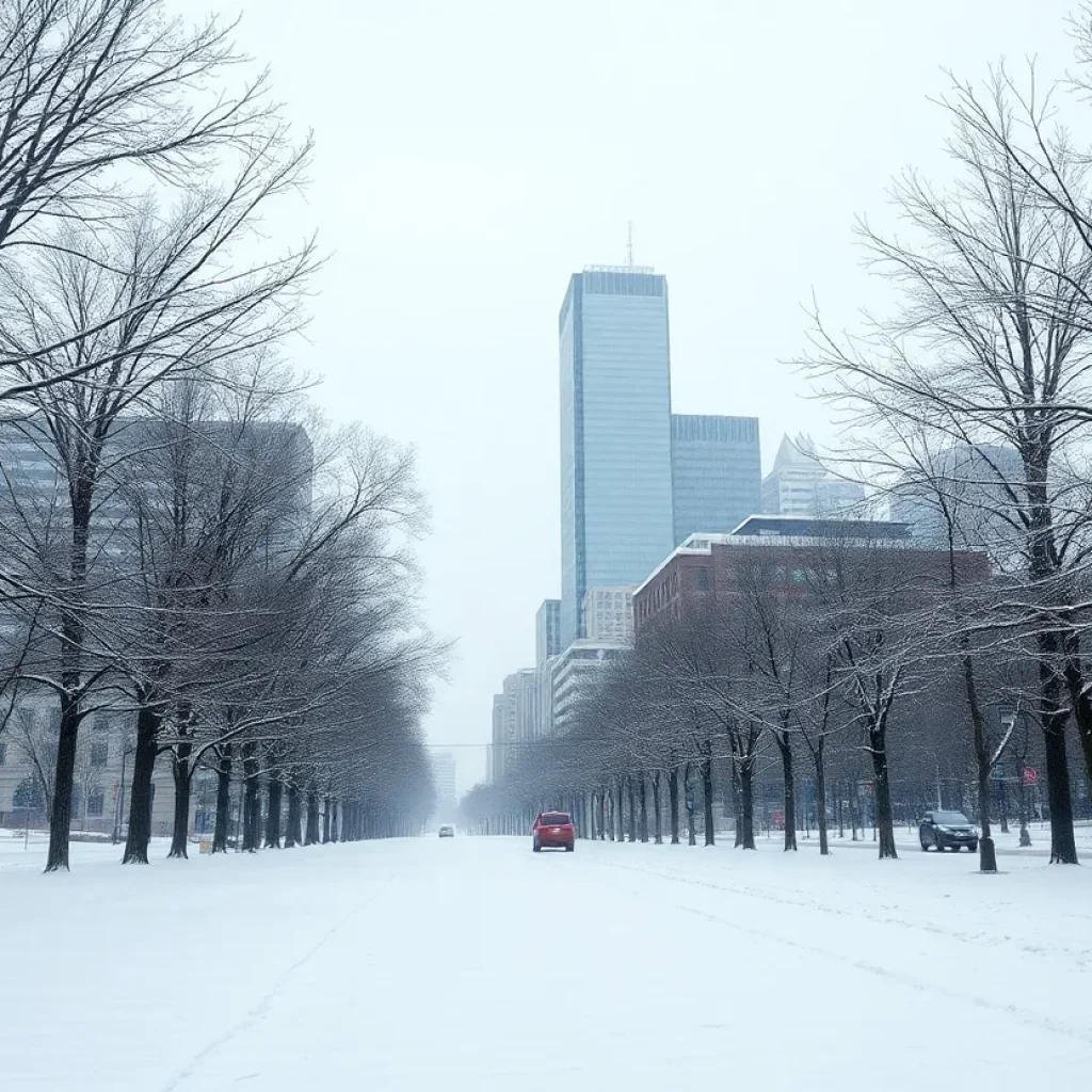 Winter landscape in Kansas City during cold weather advisory