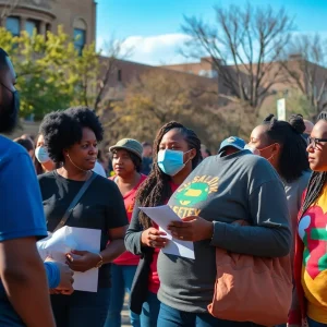 Community members engaging in a safety event in Kansas City.