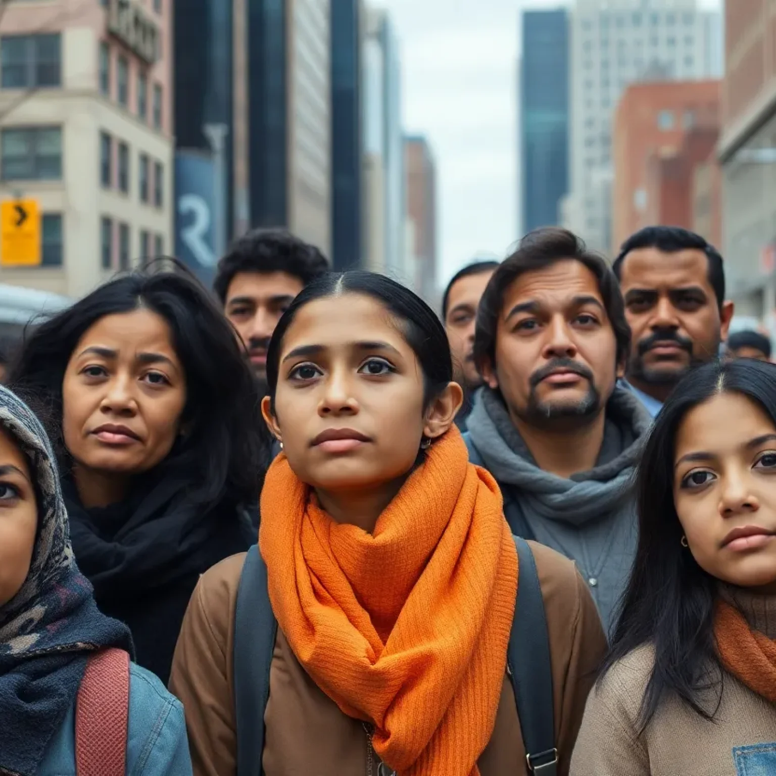 Diverse Kansas City immigrant community showcasing emotions of uncertainty