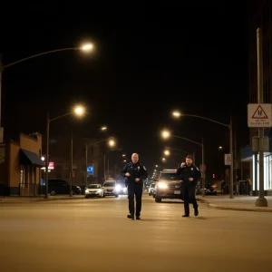 Police officers patrolling a Kansas City street