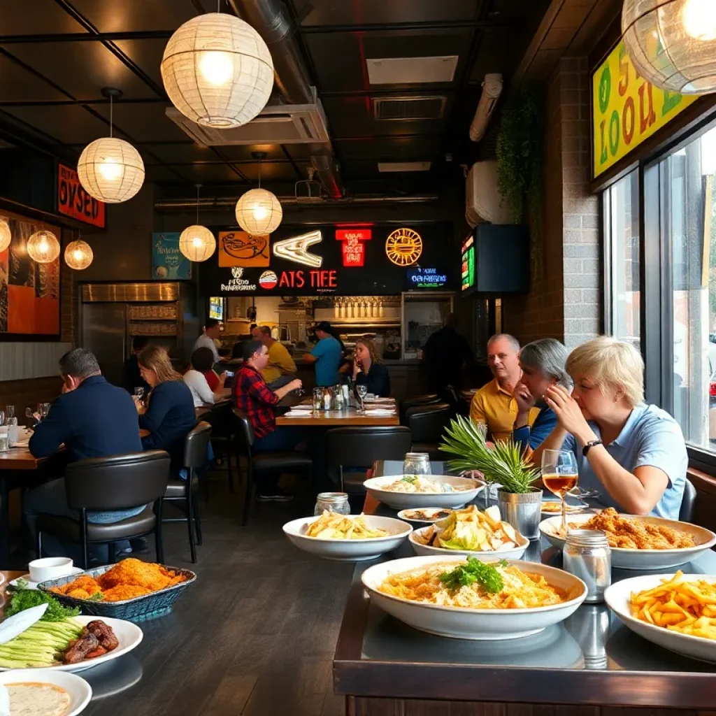 Dining scene in Kansas City with people enjoying meals