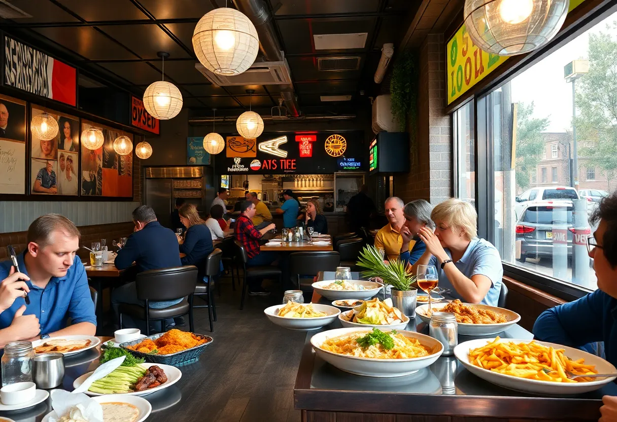 Dining scene in Kansas City with people enjoying meals