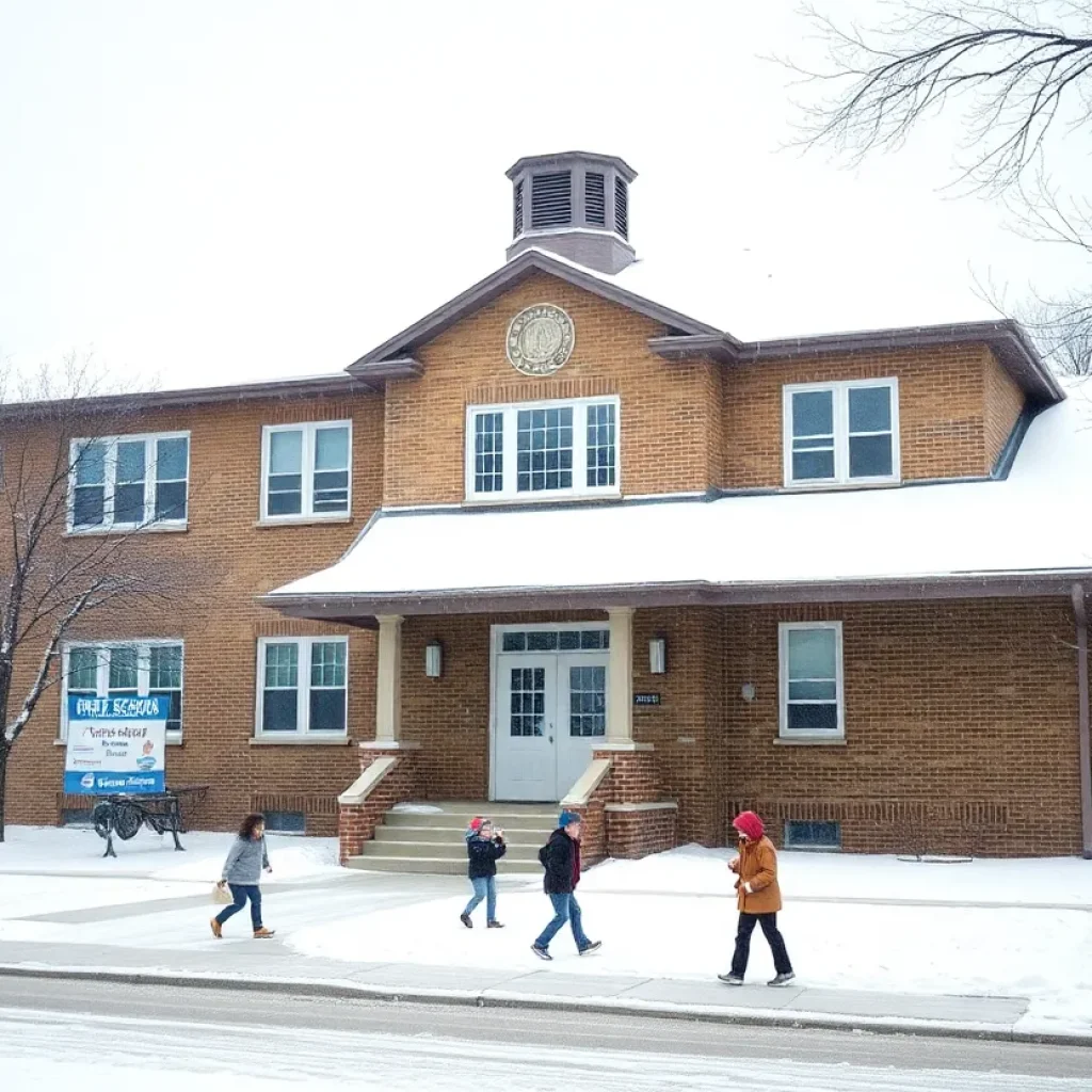 Kansas City school covered in snow during winter break