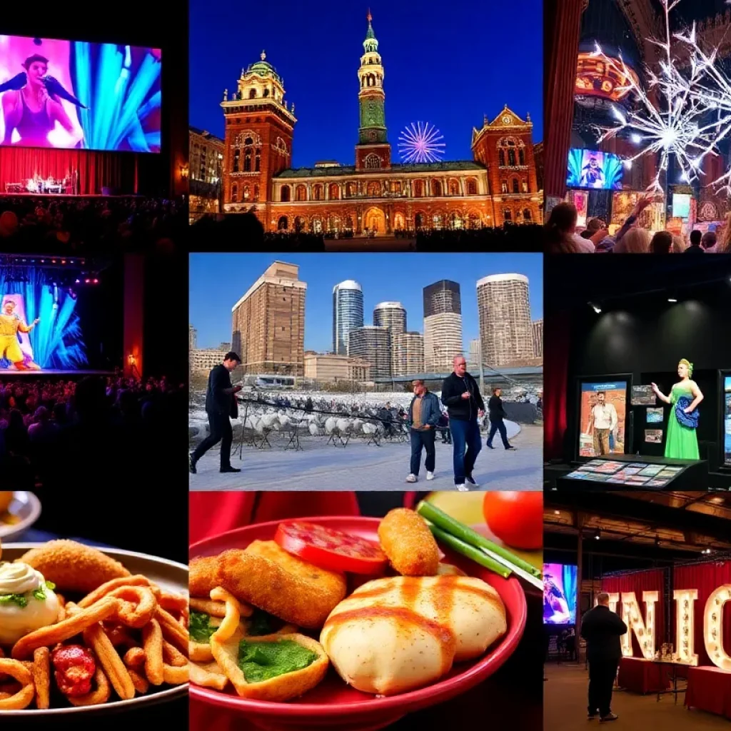 Collage of events in Kansas City including musical theater and food festivals.