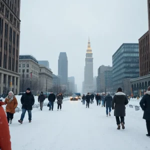 People bundling up in Kansas City winter weather