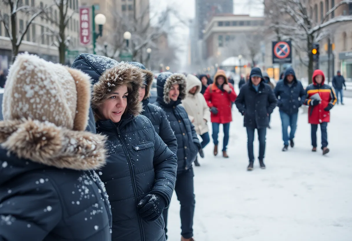 People bundling up in Kansas City winter weather