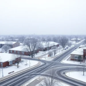 Snow-covered Kansas City street after winter storm