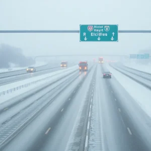 Snow-covered highways in Kansas City during winter storm