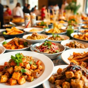 An assortment of colorful dishes from local Kansas City restaurants showcasing gourmet meals during Restaurant Week.