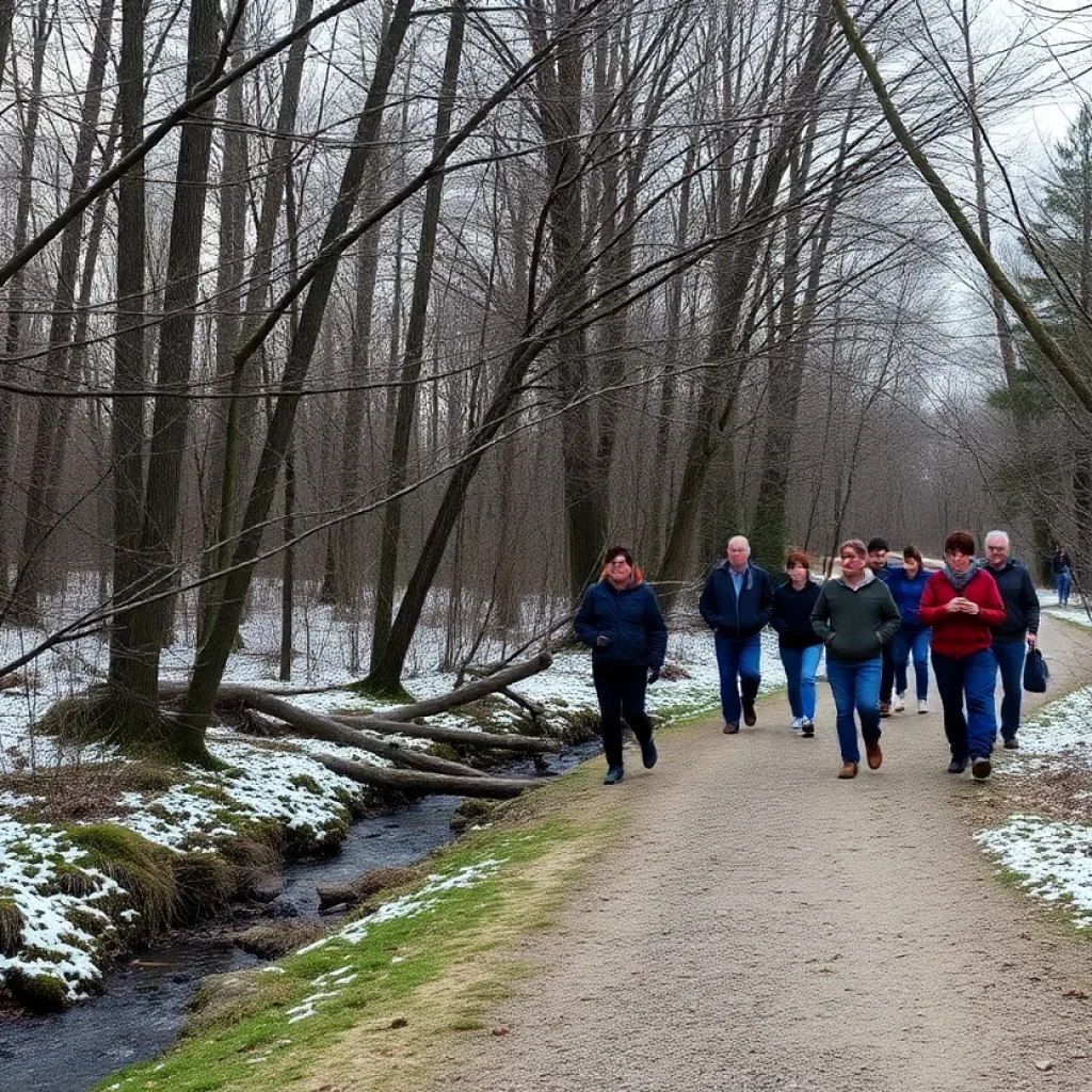 Participants on the MLK Jr Nature Walk along Brush Creek