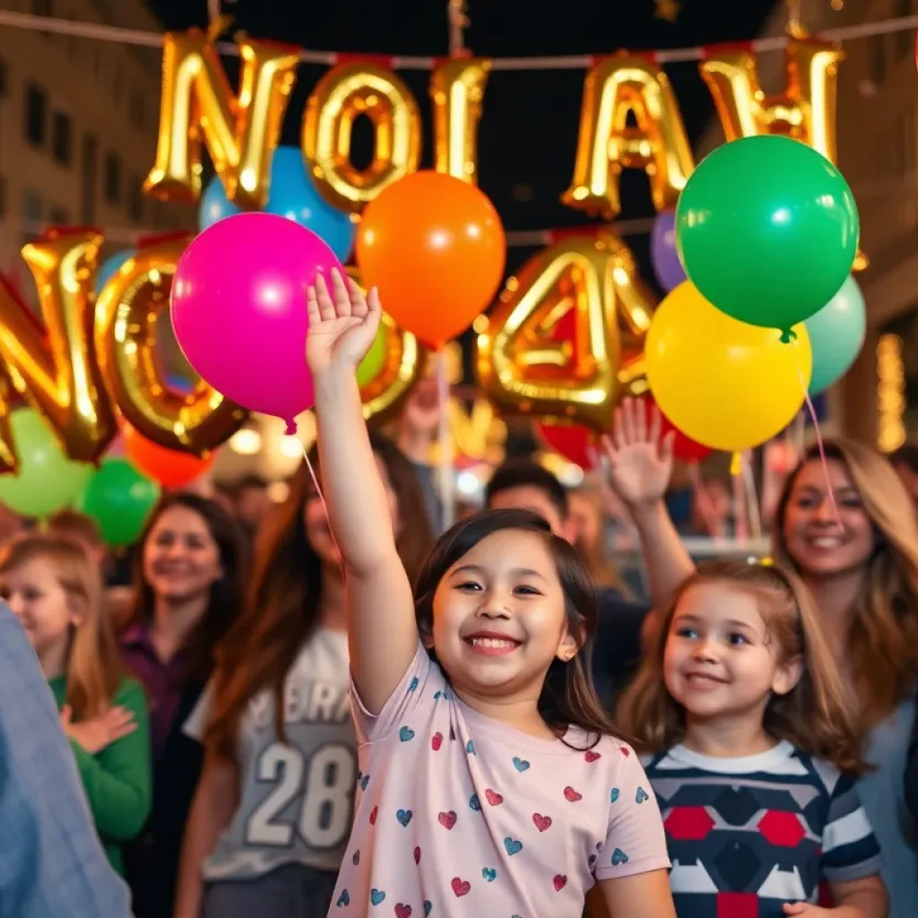 Families celebrating Noon Year's Eve in Kansas City