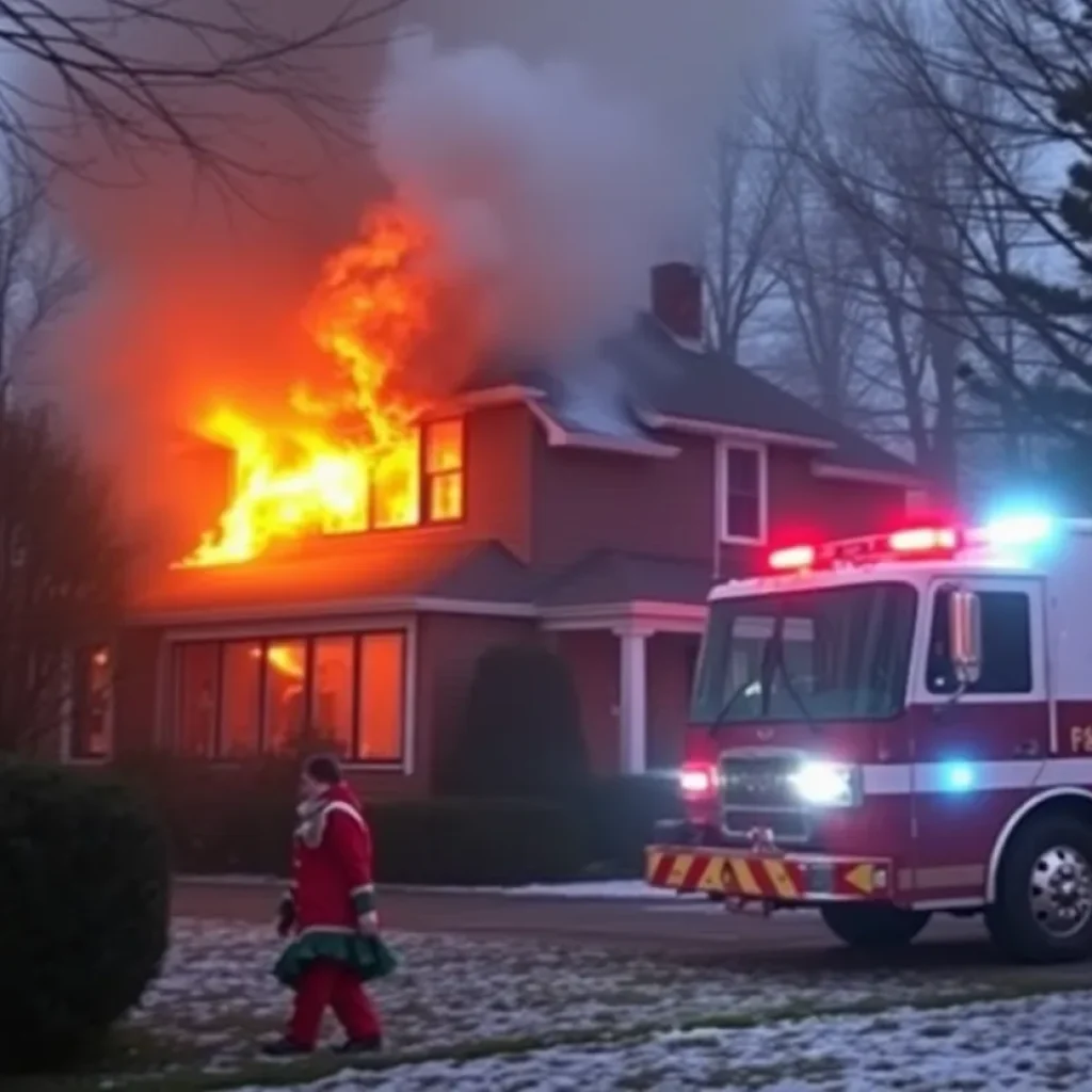 Emergency responders at the scene of a tragic house fire in North Kansas City