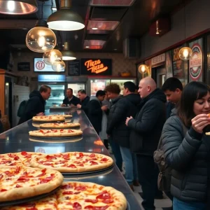 Interior view of Northeast Pizza with delicious New York-style pizza slices