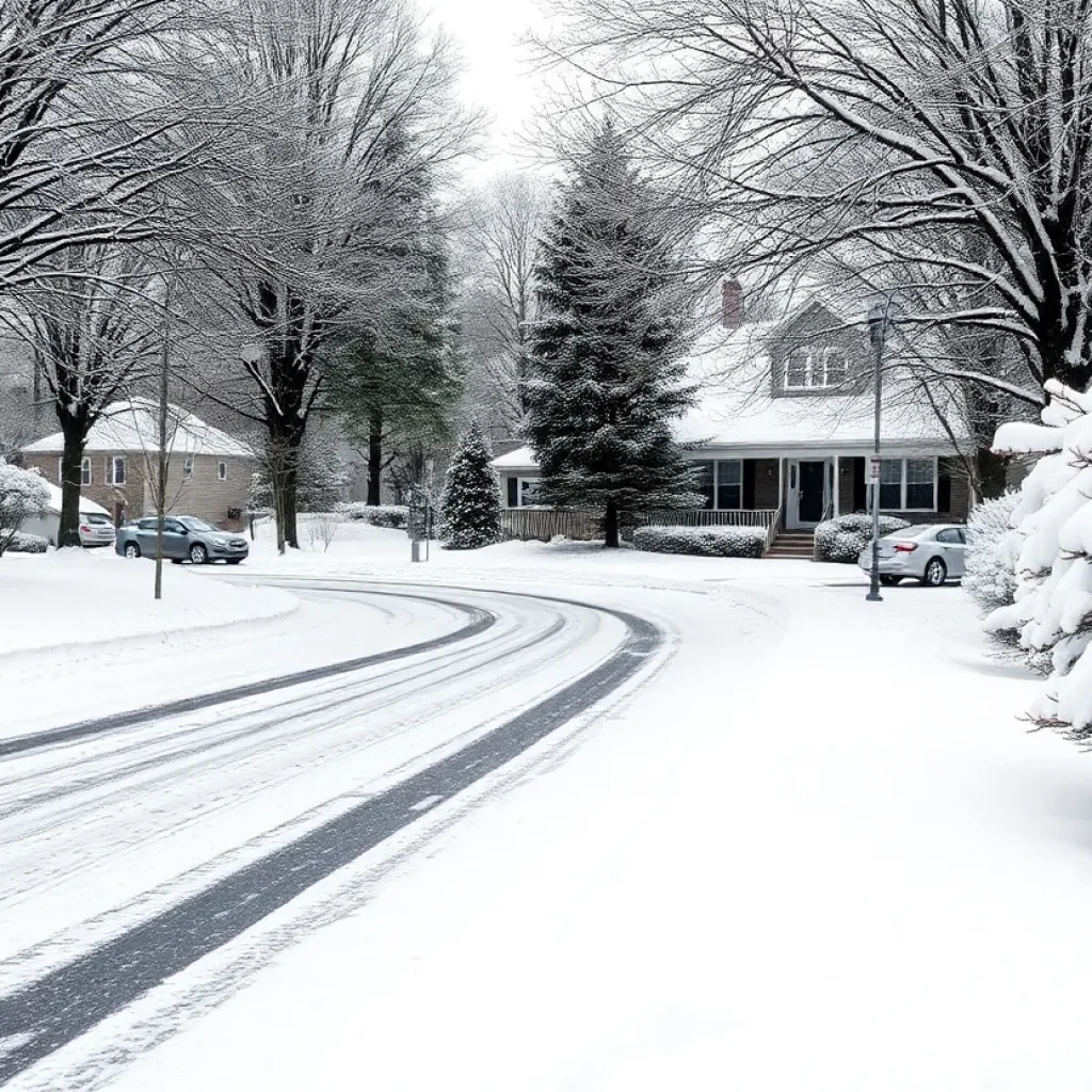 Winter landscape in Philadelphia region covered in snow