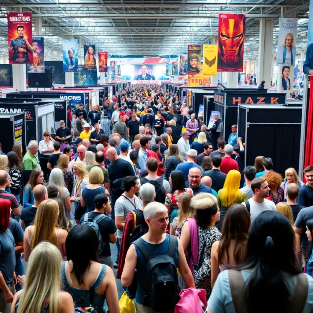 Crowd at Planet Comicon 2025 with colorful cosplay