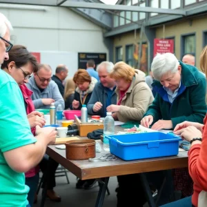 Participants repairing items at a Repair Cafe in Kansas City.