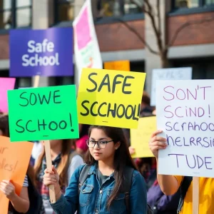 Students at Lincoln College Preparatory Academy protesting against sexual harassment