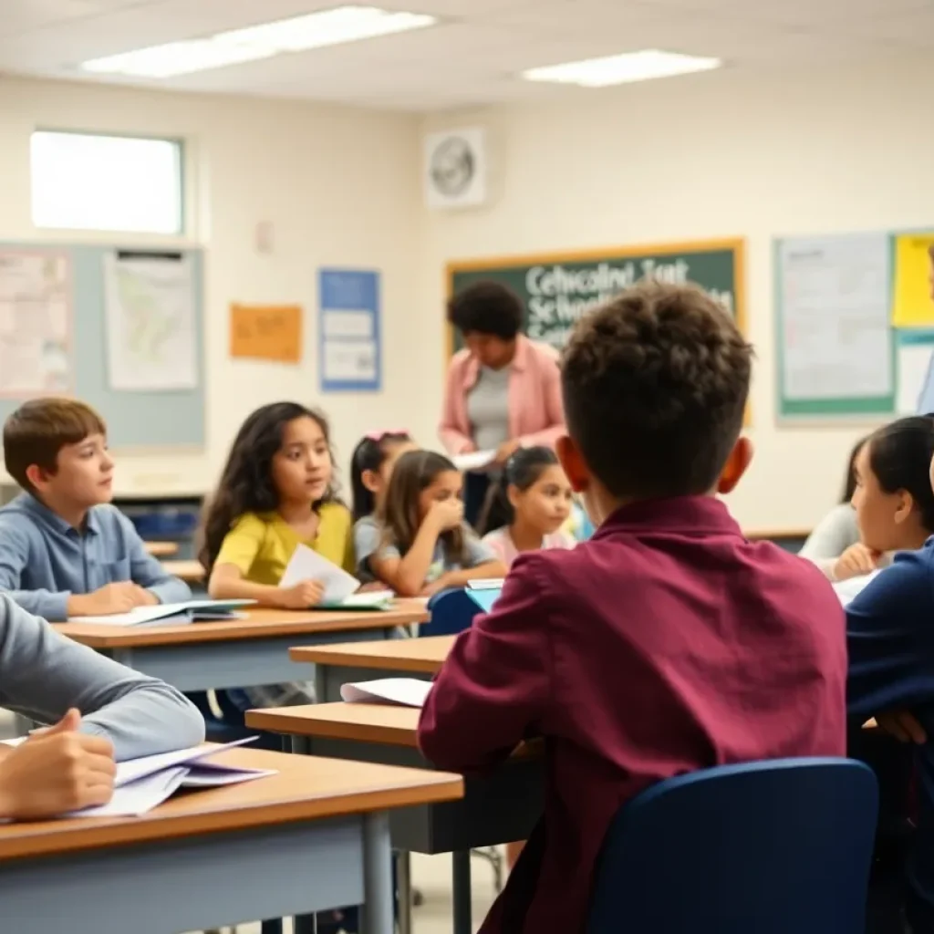 Students in a classroom exploring educational choices