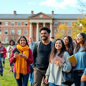 Diverse group of students on University of Missouri campus