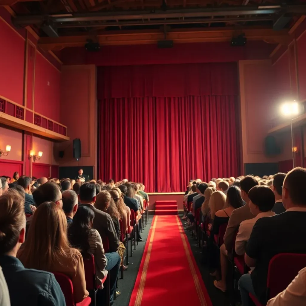 Audience and red carpet at Kansas City theater world premiere