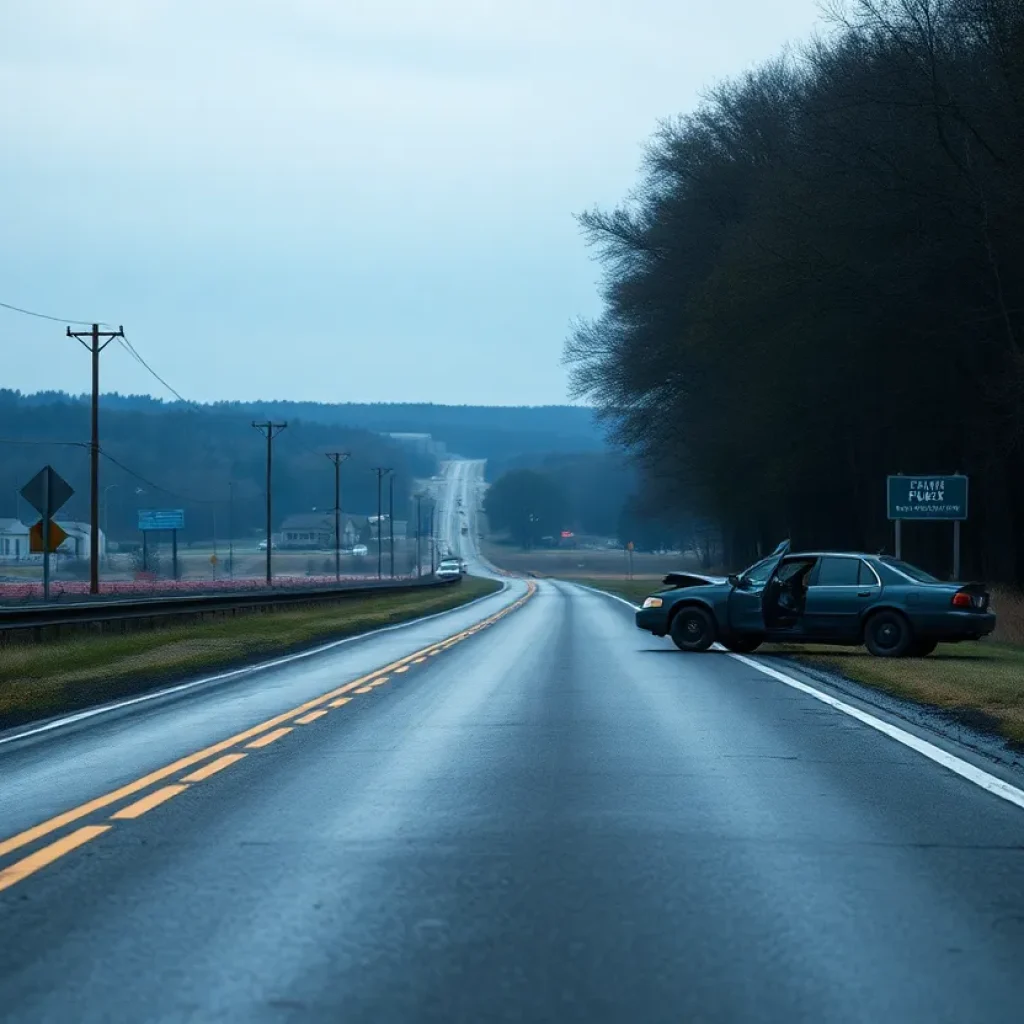 Scene of a car accident in Oxford, Missouri.