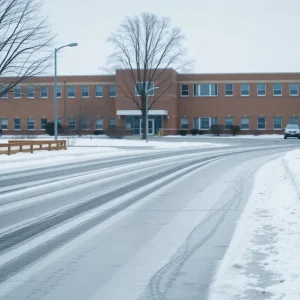 Icy road conditions in Kansas City during winter weather