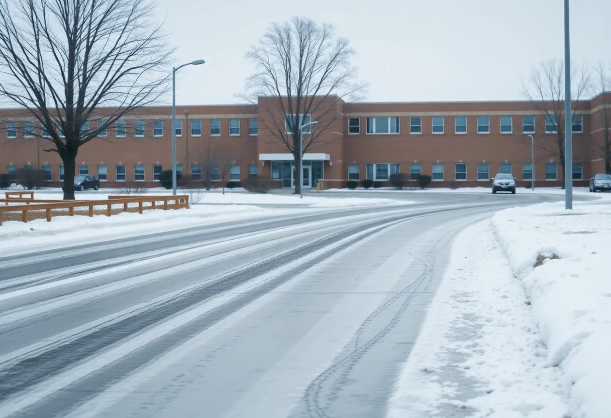 Icy road conditions in Kansas City during winter weather