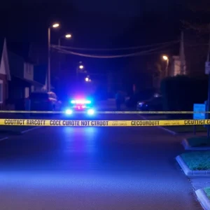 Police lights at a crime scene in Independence Missouri