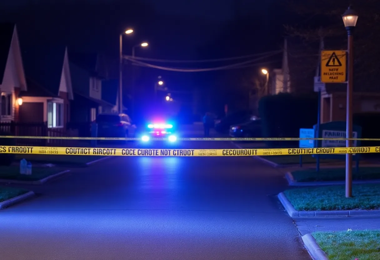 Police lights at a crime scene in Independence Missouri