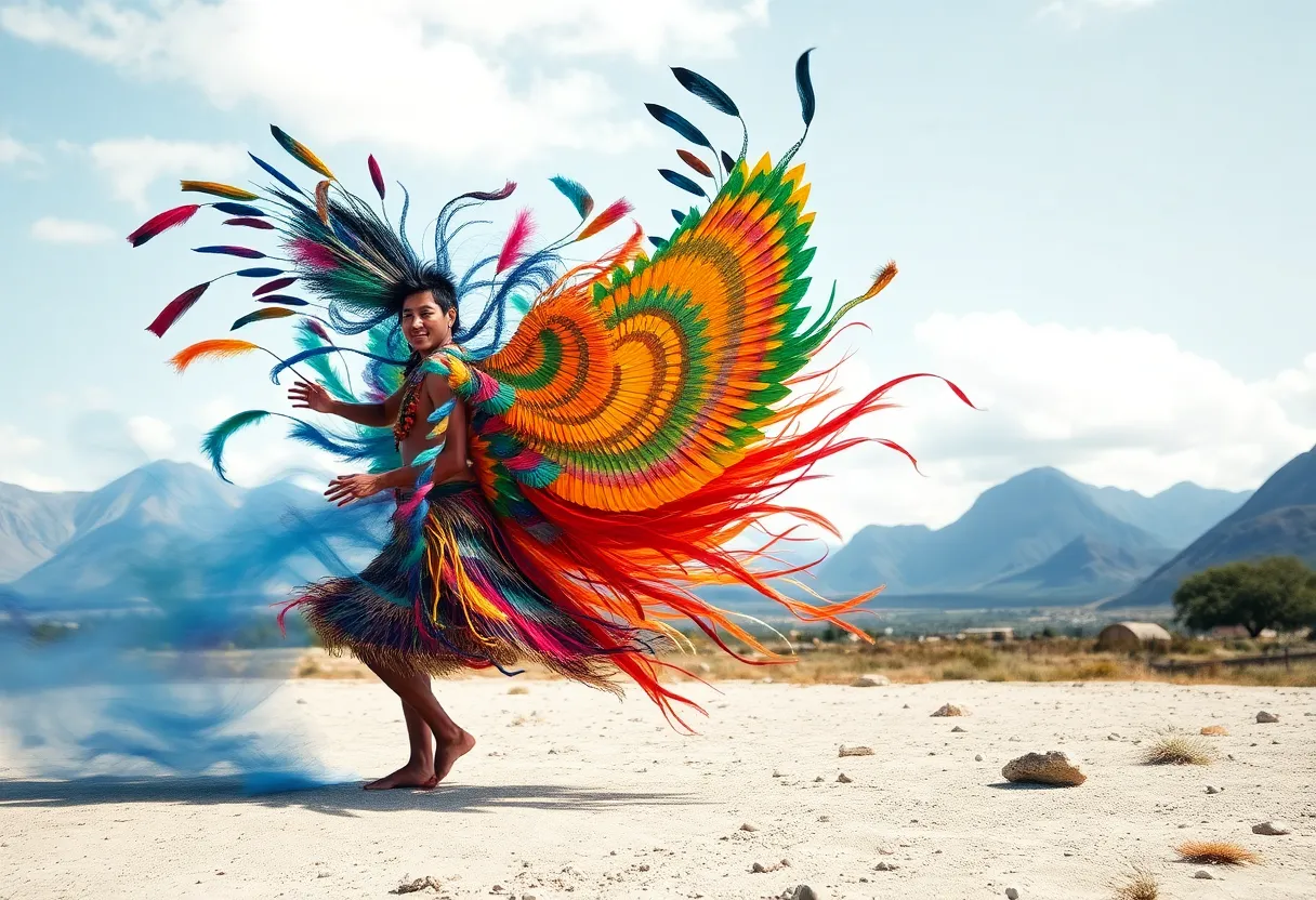 Artistic representation of the Indigenous performance 'WIND' showcasing dance and cultural elements.