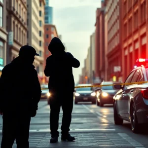 Dramatic scene of a bank heist in Kansas City