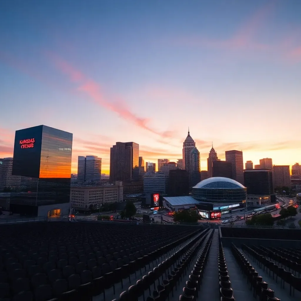 Kansas City skyline with concert venues