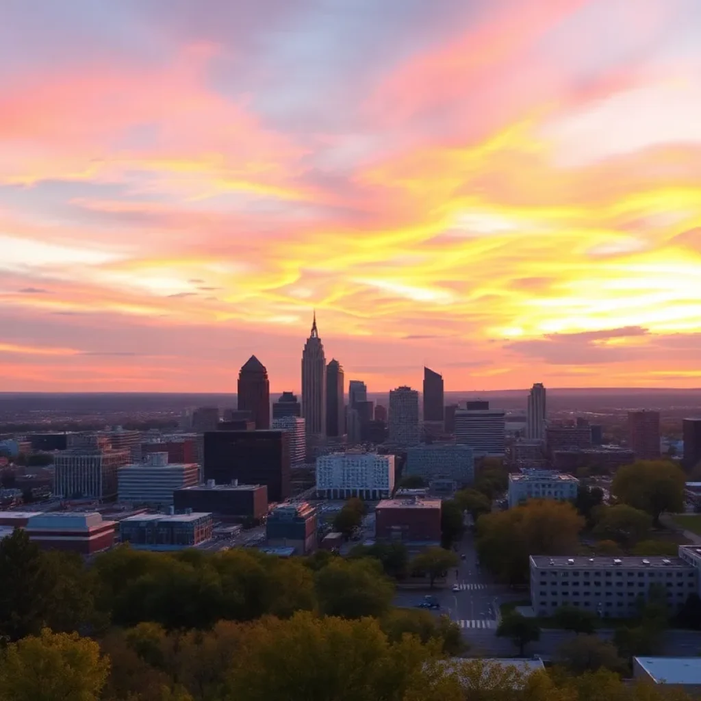 Scenic sunrise view of Kansas City