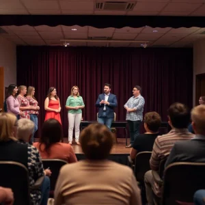 Actors performing on stage in a community theater in Kansas City