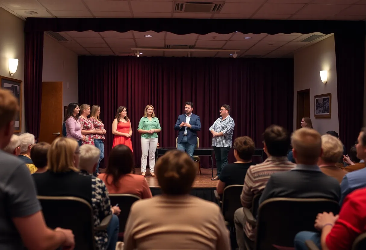 Actors performing on stage in a community theater in Kansas City