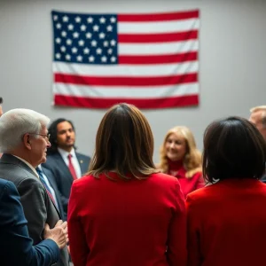 Group of diverse people discussing political strategies