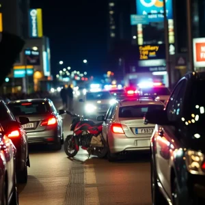 Emergency lights at a motorcycle accident scene in Kansas City