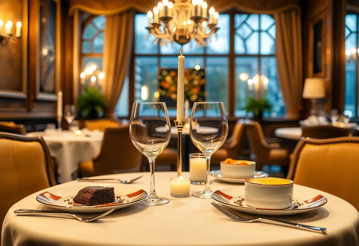 Elegant dining setup in a French restaurant