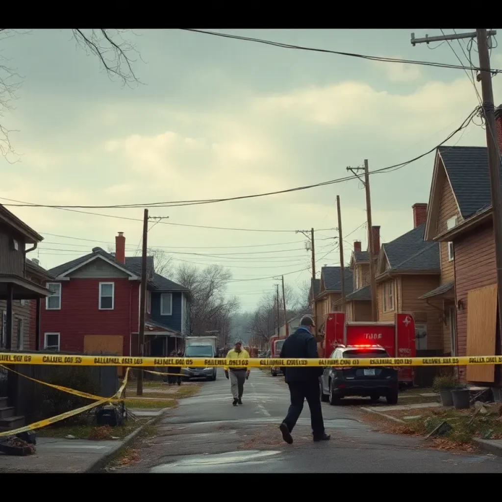 Aftermath scene of a shooting in Kansas City neighborhood