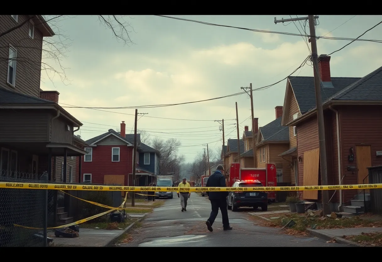 Aftermath scene of a shooting in Kansas City neighborhood