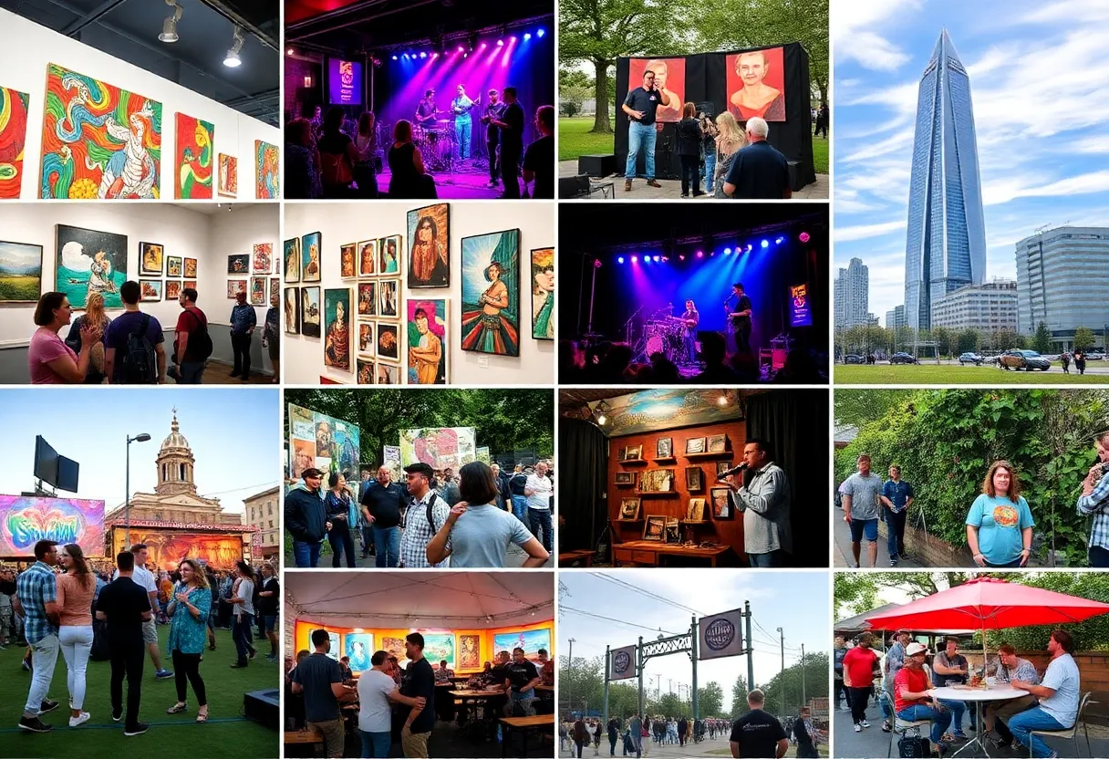 A collage of weekend events in Kansas City including art and music