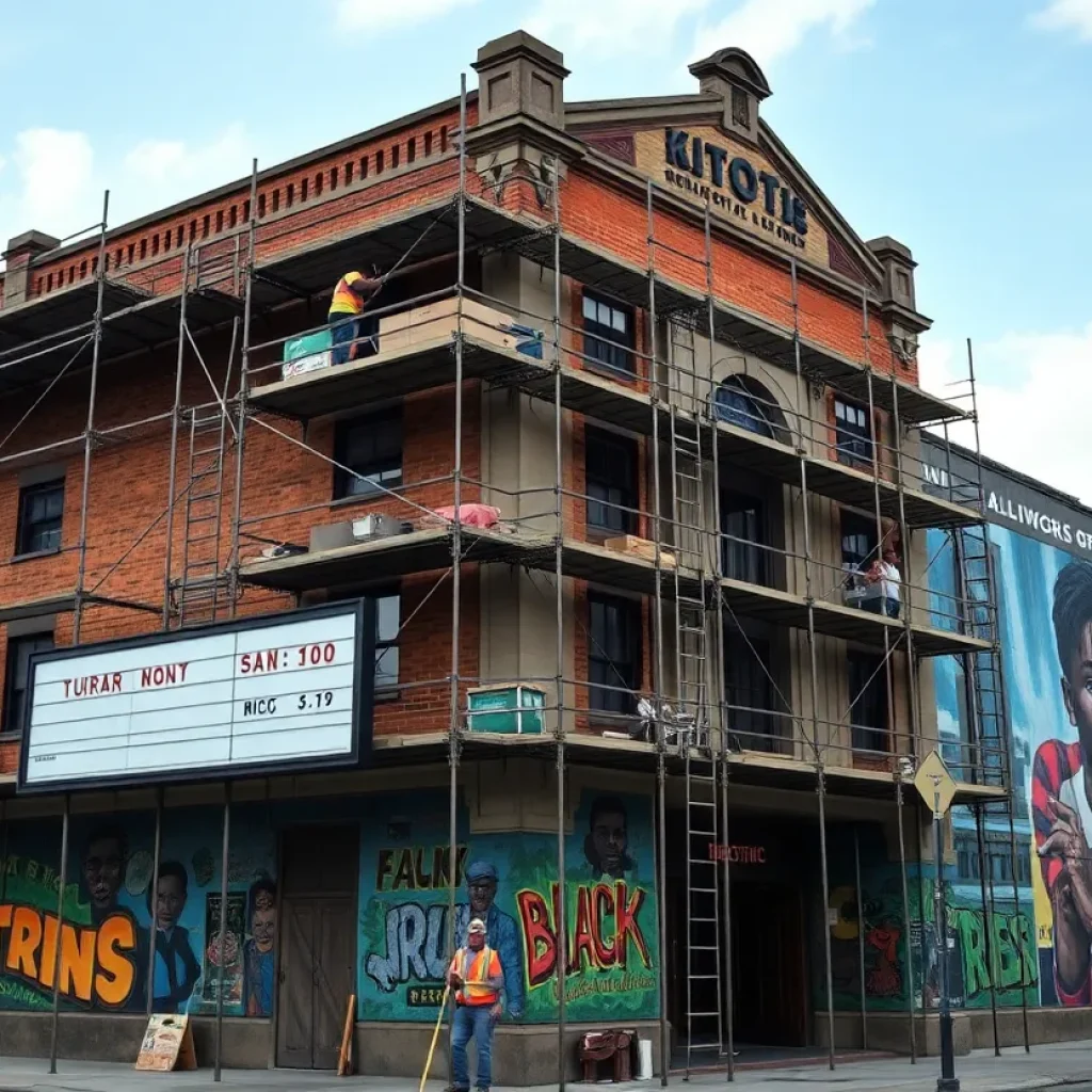 Construction site of the Boone Theater revitalization project