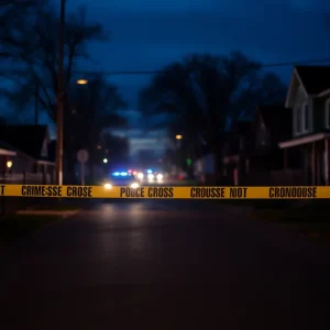 Police tape at a crime scene in Kansas City