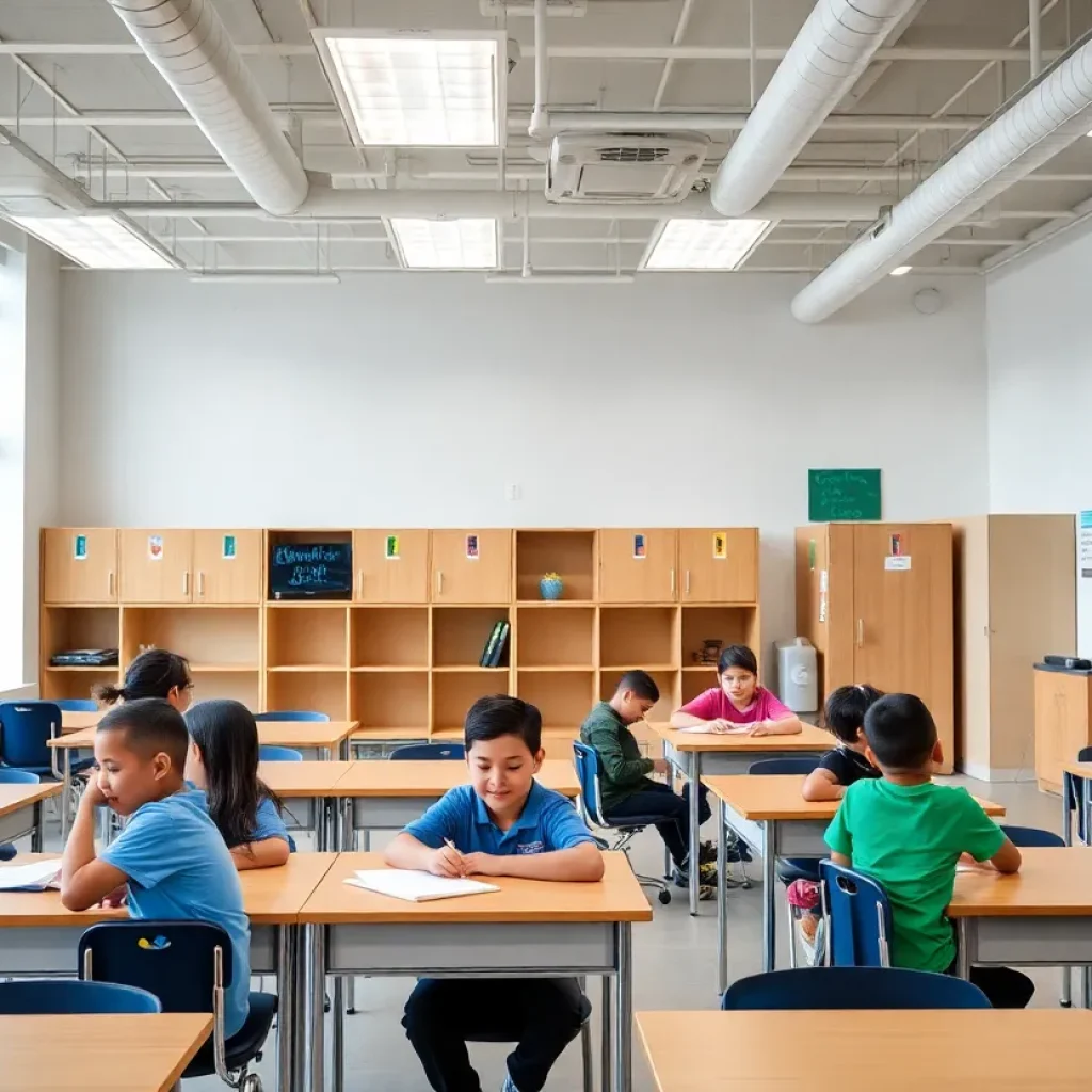 Students in a modern classroom in Kansas City