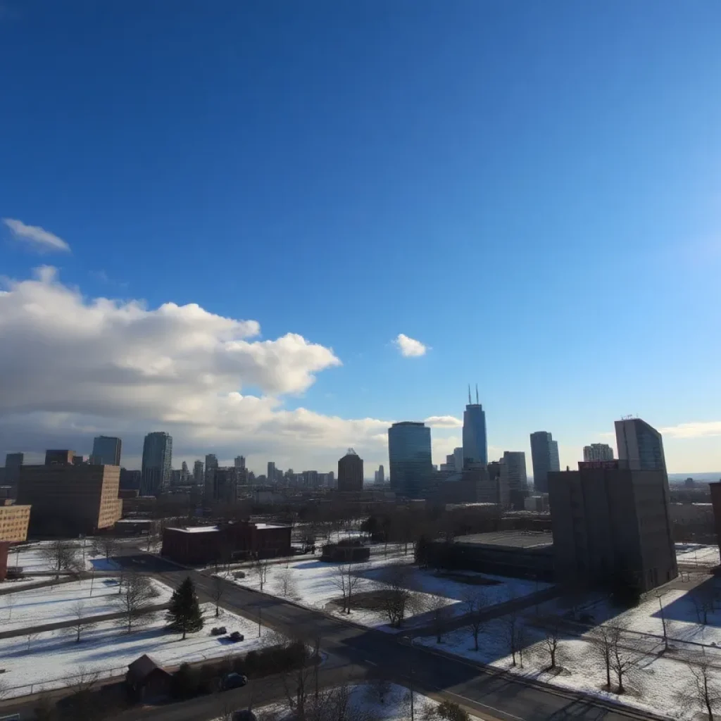 Dramatic weather changes in Kansas City with snow and sun